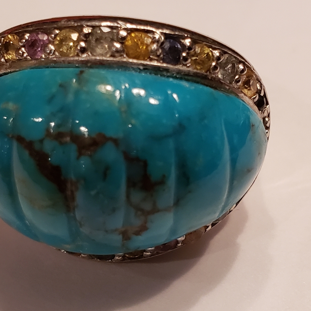 Turquoise SS surrounded by gemstone ring - Picture 5 of 5
